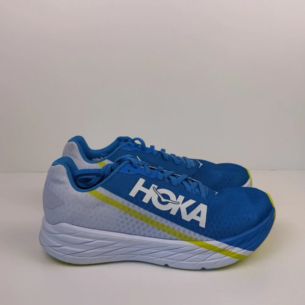 HOKA One One Rocket X Carbon Fiber Men's Size 7.5 White Diva Blue 113532 WDVB